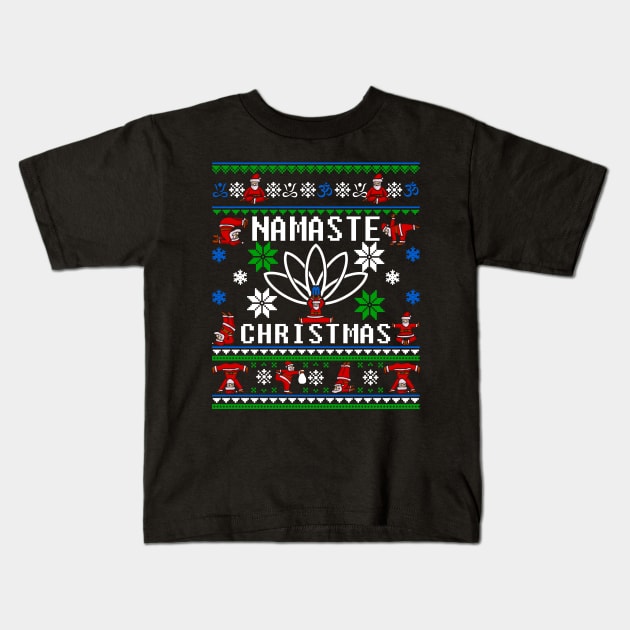 Namaste Ugly Christmas Sweater Kids T-Shirt by KsuAnn